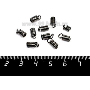 Концевик-пружинка цилиндрик 4,5 мм (внутреннее отверстие - 2,6 мм),  цвет черный никель 30 штук/упаковка