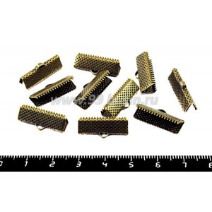 Концевик-книжка для ленты, тесьмы 20*7,5 мм, цвет бронза, 10 шт/упак