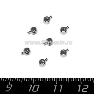 Кримпы Премиум защёлки (One-touch) 2,5 мм, родированный, 1 пара (2 шт.)
