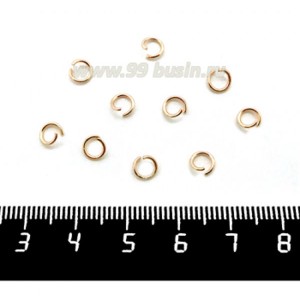 Колечки металлические разъемные 5*0,7 мм нержавеющая сталь (stainless steel) покрытие оксид титана, цвет золото, 40 штук/упаковка