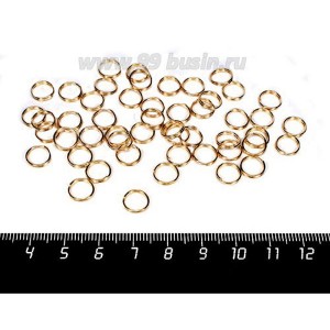 Колечки металлические двойная крутка 8 мм, цвет золото 50 штук/упаковка
