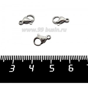 Замочек - карабин нержавеющая сталь (stainless steel 304) 10*5,5 мм 3 штуки/упаковка