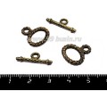 Застёжка - Тогл овальная веревочка 15*17, палочка 20*8 мм, цвет бронза, 2 набора/упаковка