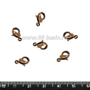 Замок карабин 12*6 мм цвет старая медь 10 штук/упаковка Замок карабин 12*6 мм цвет старая медь 10 штук/упаковка