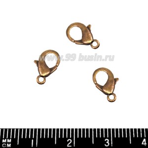Замок карабин 10*5 мм старая медь без колечек 10 шт/уп Замок карабин 10*5 мм старая медь без колечек 10 шт/уп