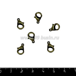 Замок карабин 14*7 мм Литой, цвет бронза 10 шт/упак