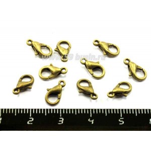 Замок карабин 10*5 мм цвет бронза без колечка 10 штук/упаковка