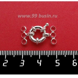 Замок-кольцо 11 мм цвет светлое серебро на 3 нити 1 штука Замок-кольцо 11 мм цвет светлое серебро на 3 нити 1 штука