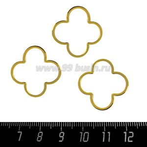 Коннектор нержавеющая сталь Четырехлистник 24*24*1 мм цвет золото 1 штука