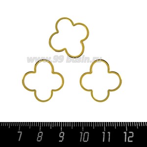 Коннектор нержавеющая сталь Четырехлистник 20*20*1 мм цвет золото 1 штука