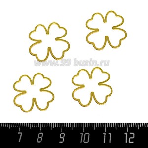 Коннектор нержавеющая сталь Клевер 22*24*1 мм цвет золото 1 штука