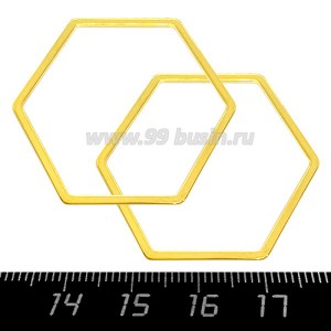 Коннектор нержавеющая сталь Соты 32*36*1 мм цвет золото 1 штука