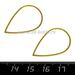 Коннектор нержавеющая сталь Капелька 30*20*1 мм цвет золото 1 штука