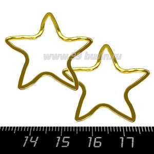 Коннектор нержавеющая сталь Звезда 32*32*1 мм цвет золото 1 штука