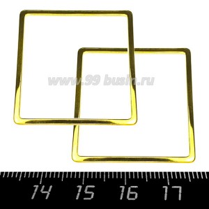 Коннектор нержавеющая сталь Квадрат большой 32*32*1 мм цвет золото 1 штука