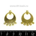 Коннектор Восточное колье 30*22 мм, 7 петель, цвет античное золото 1 штука