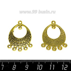 Коннектор Восточное колье 30*22 мм, 7 петель, цвет античное золото 1 штука