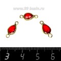 Коннектор Премиум Капелька огранка "бриолет" 14,5*7 мм ювелирное стекло, цвет красный/позолота 1 штука Коннектор Премиум Капелька огранка "бриолет" 14,5*7 мм ювелирное стекло, цвет красный/позолота 1 штука