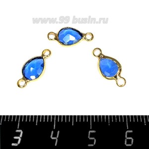 Коннектор Премиум Капелька огранка "груша" 14,5*7 мм ювелирное стекло, цвет небесный/позолота 1 штука Коннектор Премиум Капелька огранка "груша" 14,5*7 мм ювелирное стекло, цвет небесный/позолота 1 штука