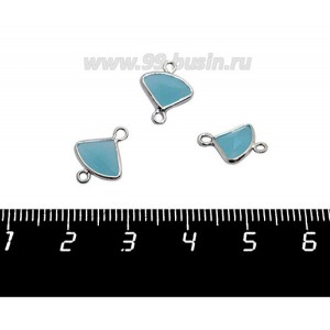 Коннектор Премиум Бриллиант мини 13*10 мм ювелирное стекло, голубой полупрозрачный/платина 1 штука