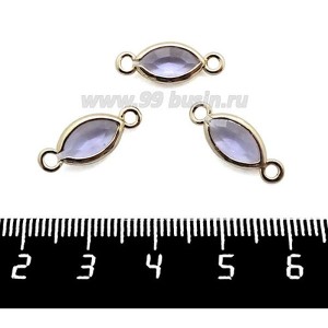 Коннектор Премиум Лодочка Малая 18*7 мм ювелирное стекло, сиреневый/позолота 1 штука