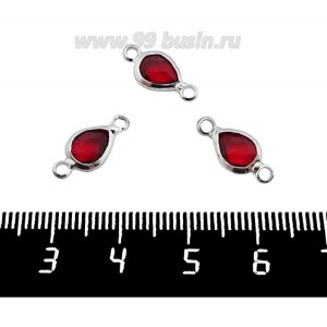 Коннектор Премиум Капелька 14,5*7 мм ювелирное стекло, цвет темно-красный/платина огранка "брайолет" 1 штука Коннектор Премиум Капелька 14,5*7 мм ювелирное стекло, цвет темно-красный/платина огранка "брайолет" 1 штука