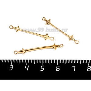 Коннектор ювелирный Королевская Лилия, позолота 0,45 мкн, 2 петли 35*6 мм, производство Россия 1 штука