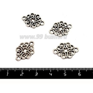 Коннектор "Суздаль" 20*13 мм 2 петли, цвет старое серебро 1 штука