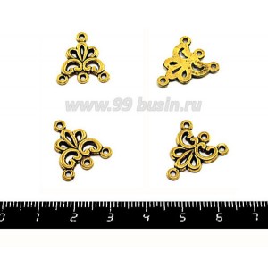 Коннектор  Гармония 19*17 мм, цвет античное золото,  4 петли,  1 штука