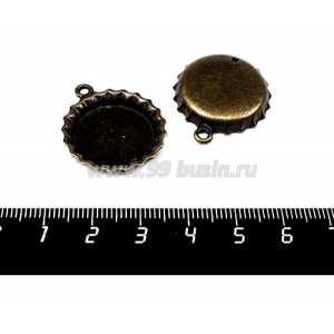 Подвеска-коннектор Крышка от бутылки Малая 28*24 мм, цвет бронза 1 штука