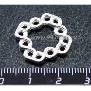 Коннектор Квадрат витой 19*19*3 мм, цвет светлое серебро 1 штука