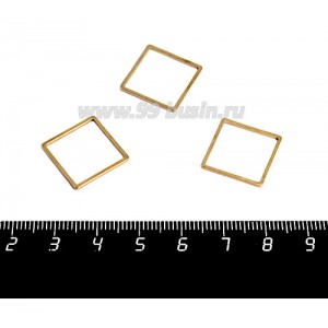 Коннектор нержавеющая сталь Квадрат 16*16*1 мм цвет золото 1 штука