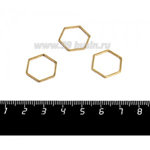Коннектор нержавеющая сталь Соты 16*18*1 мм цвет золото 1 штука