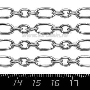 Цепочка Комбинированные звенья, 2 размера 8*6*1,3 мм и 13*7*1,3 мм, нержавеющая сталь, 1 метр/упаковка