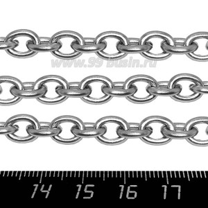 Цепочка нержавеющая сталь (stainless steel) Якорная Овальное звено, 10*8*2 мм, 1 метр/упаковка
