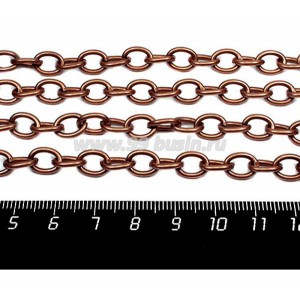Цепочка 9*7*1,6 мм якорная, цвет медь 1 метр/упаковка