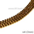 Стразовая цепочка 2 мм (ss6) цвет янтарное солнце (металл золотистый) Тайвань 0,5 метра