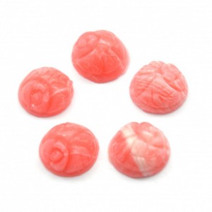 Кабошон, красный агат с цветком (иск.), 12*12*5,5мм.