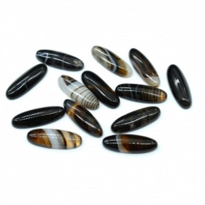 Кабошоны из агата черного овал, 8*23*5мм.