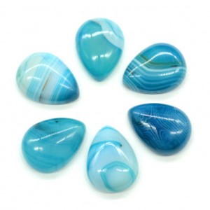 Кабошоны из агата тонированного голубого капля, 15*20*7мм.