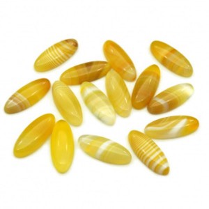 Кабошоны из агата тонированного желтого овал, 10*25*5мм.