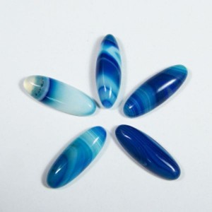 Кабошоны из агата тонированного синего овал, 8*23*4,5мм.