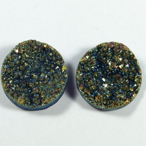 Кабошоны пара из агата тонированного (друза), 20*20*9мм.