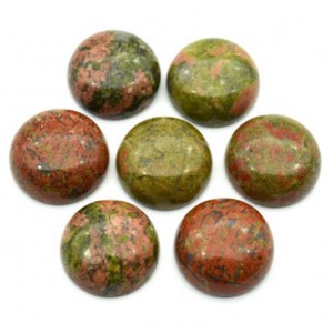 Кабошон унакит круг, 20*20*9мм.