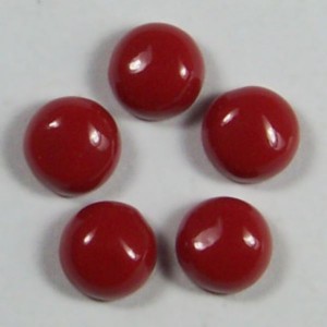 Кабошон, коралл (иск.) круг, 6*6*3,3мм.