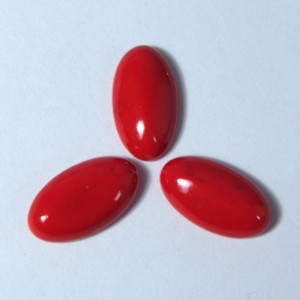 Кабошон, коралл (иск.), 9*16*4мм.