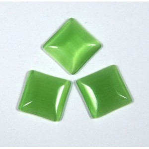 Кабошон кошачий глаз(иск.) зеленый квадрат, 14*14*4,5мм.