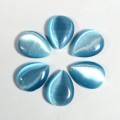 Кабошон кошачий глаз(иск.) капля цвет  голубой, 15*20*6мм, уп. 10шт.