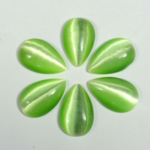 Кабошон кошачий глаз(иск.) капля цвет  зеленый, 14*22*5мм, уп. 10шт.