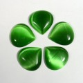 Кабошон кошачий глаз(иск.) капля цвет  зеленый, 19*20*5мм, уп. 10шт.